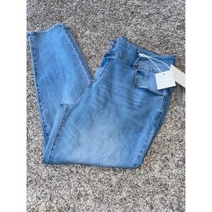 Honey & Bristle Womens Plus Size 22W High Rise Ankle Premium Denim Blue Jeans